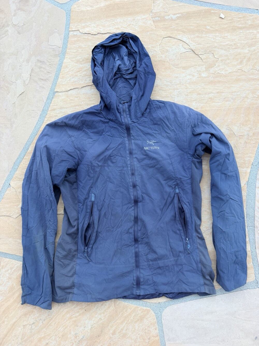 Arc'teryx Nodin Hoody Women's Lightweight Wind Shell Jacket - Navy Blue L